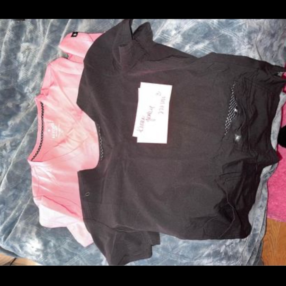 Pink & black scrub top